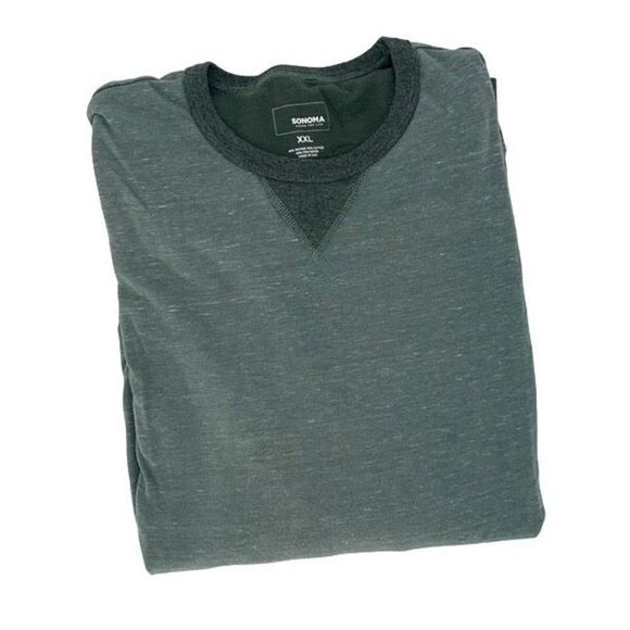 Sonoma Goods For Life Mens Crew Neck Pullover Long Sleeve T-Shirt Sage Green 2XL - Picture 4 of 5